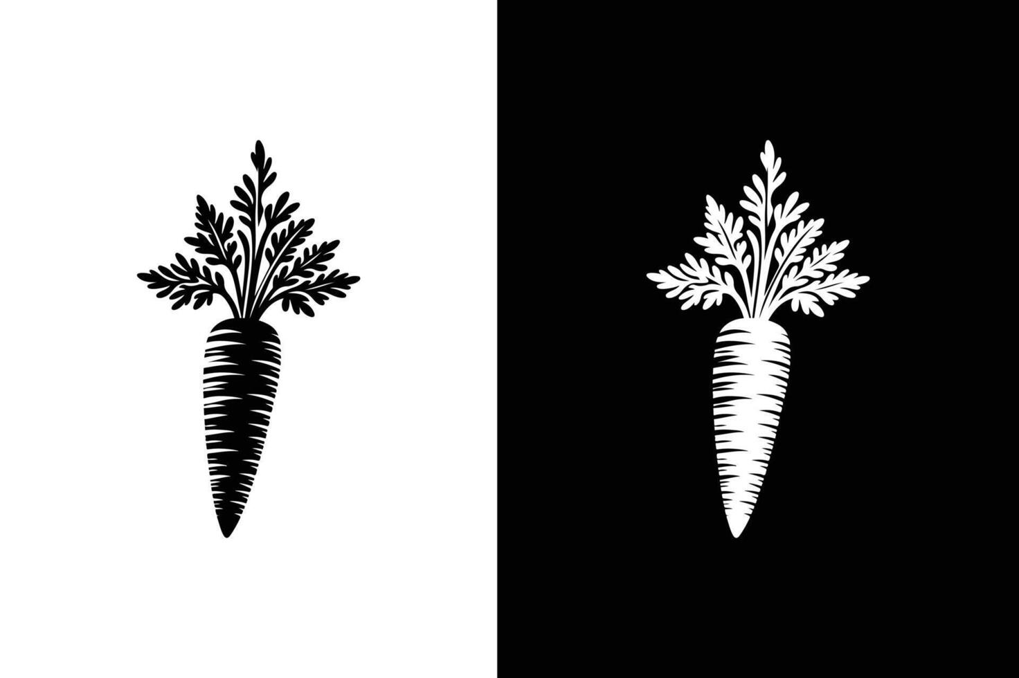 Carrot icon, vegetable and diet, graphics. Silhouette of carrot and black color on a white background vector