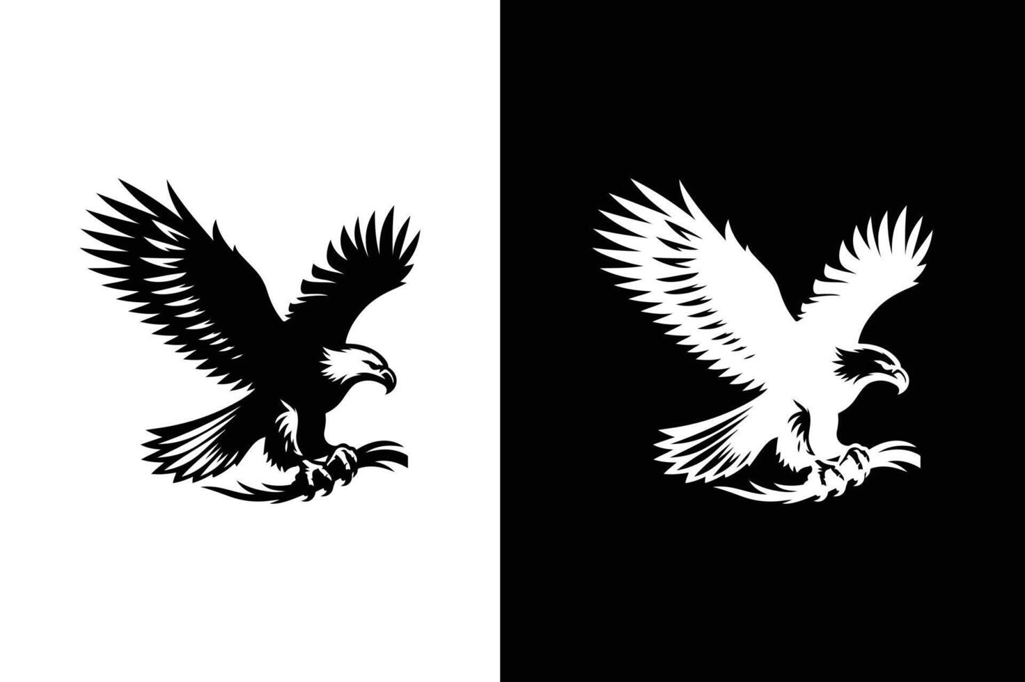 Eagle icon illustration. Eagle symbol. Silhouette flying eagles emblem, winged badge and freedom hawk wings stencil. vector