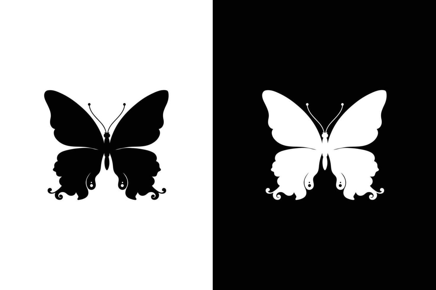 Butterfly collection. Silhouette, isolated on white black background. butterfly vector