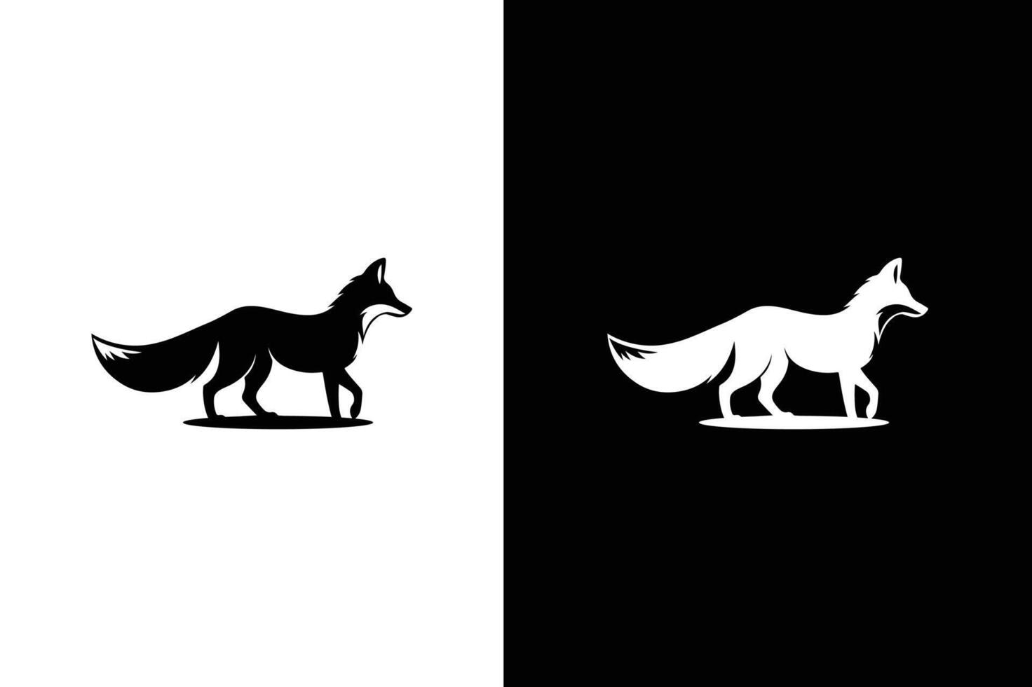 Fox silhouette. illustration isolated on black background. of fox design on white background. vector