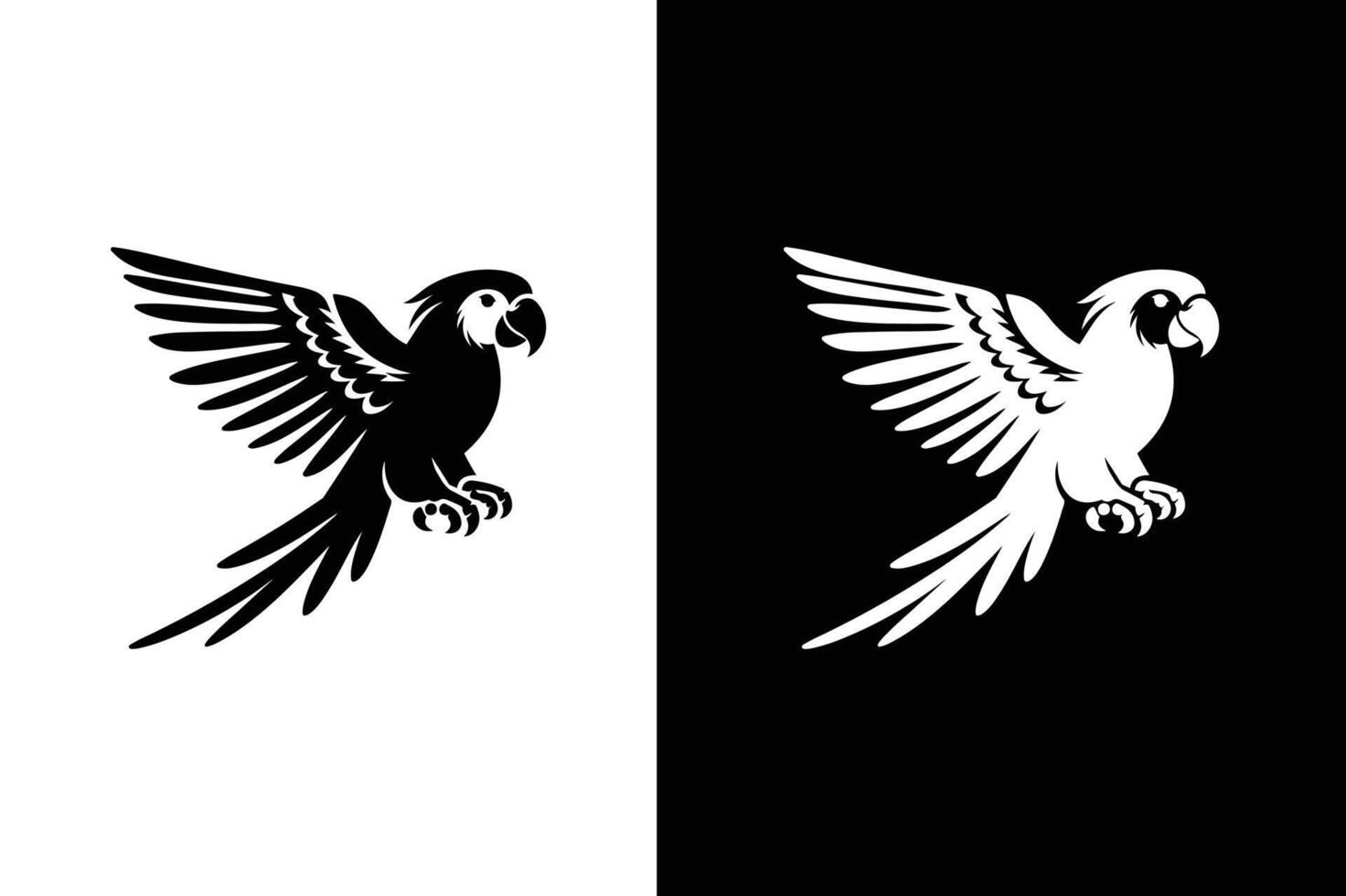 Parrot icon silhouette. parrot silhouette of amazon jungle isolated on white black background. vector