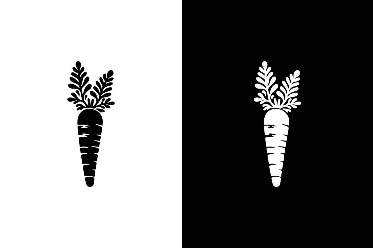 Carrot icon, vegetable and diet, graphics. Silhouette of carrot and black color on a white. vector