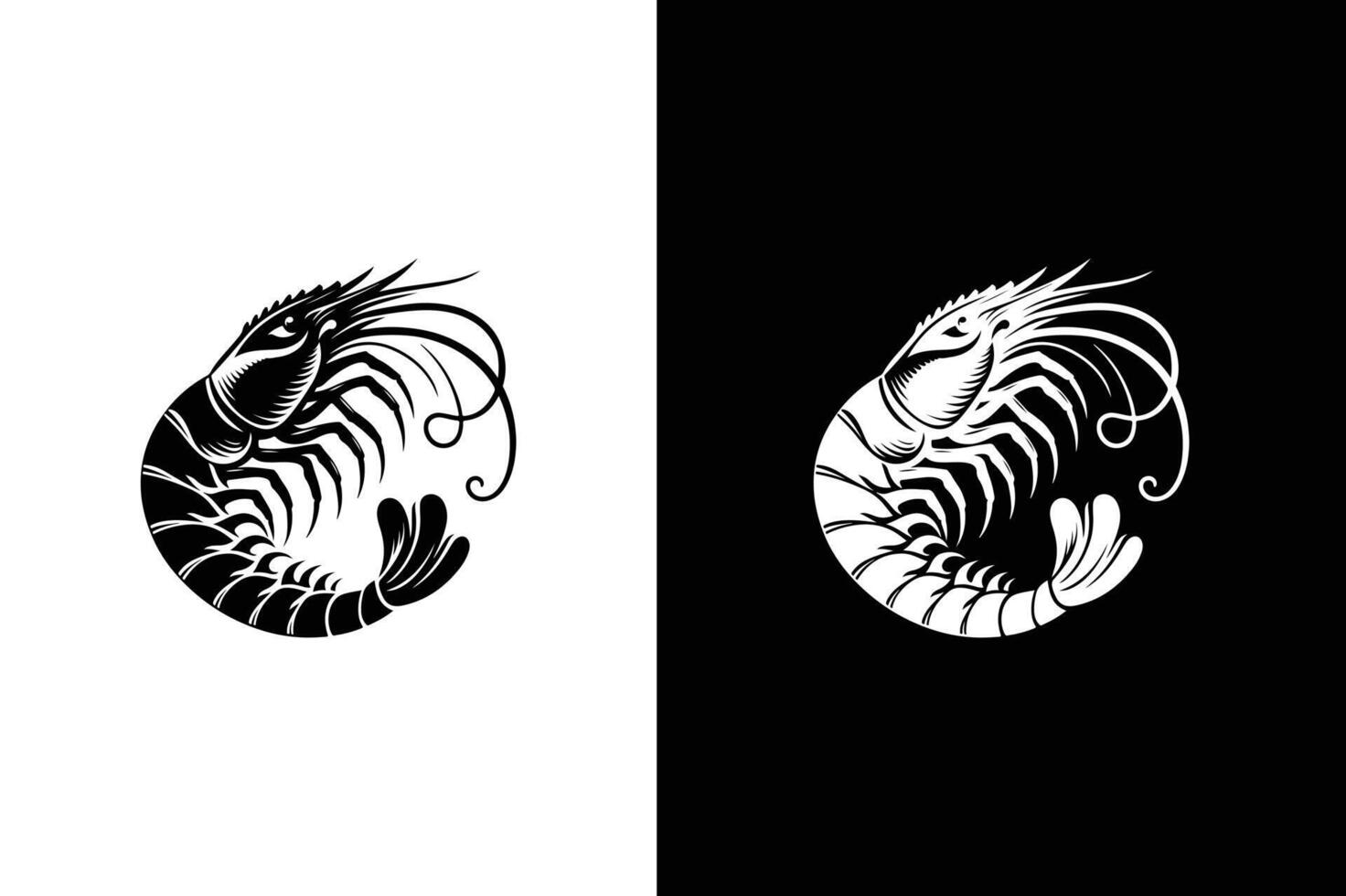 Prawn icon silhouette. Black, simple icon isolated on white black background vector