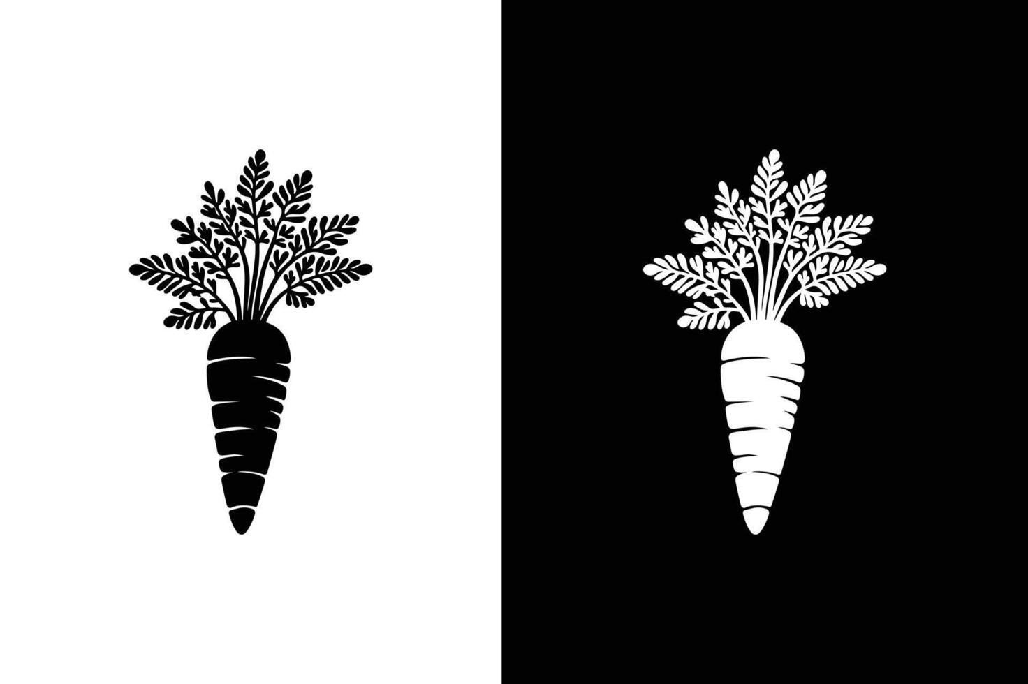 Carrot icon, vegetable and diet, graphics. Silhouette of carrot and black color on a white vector