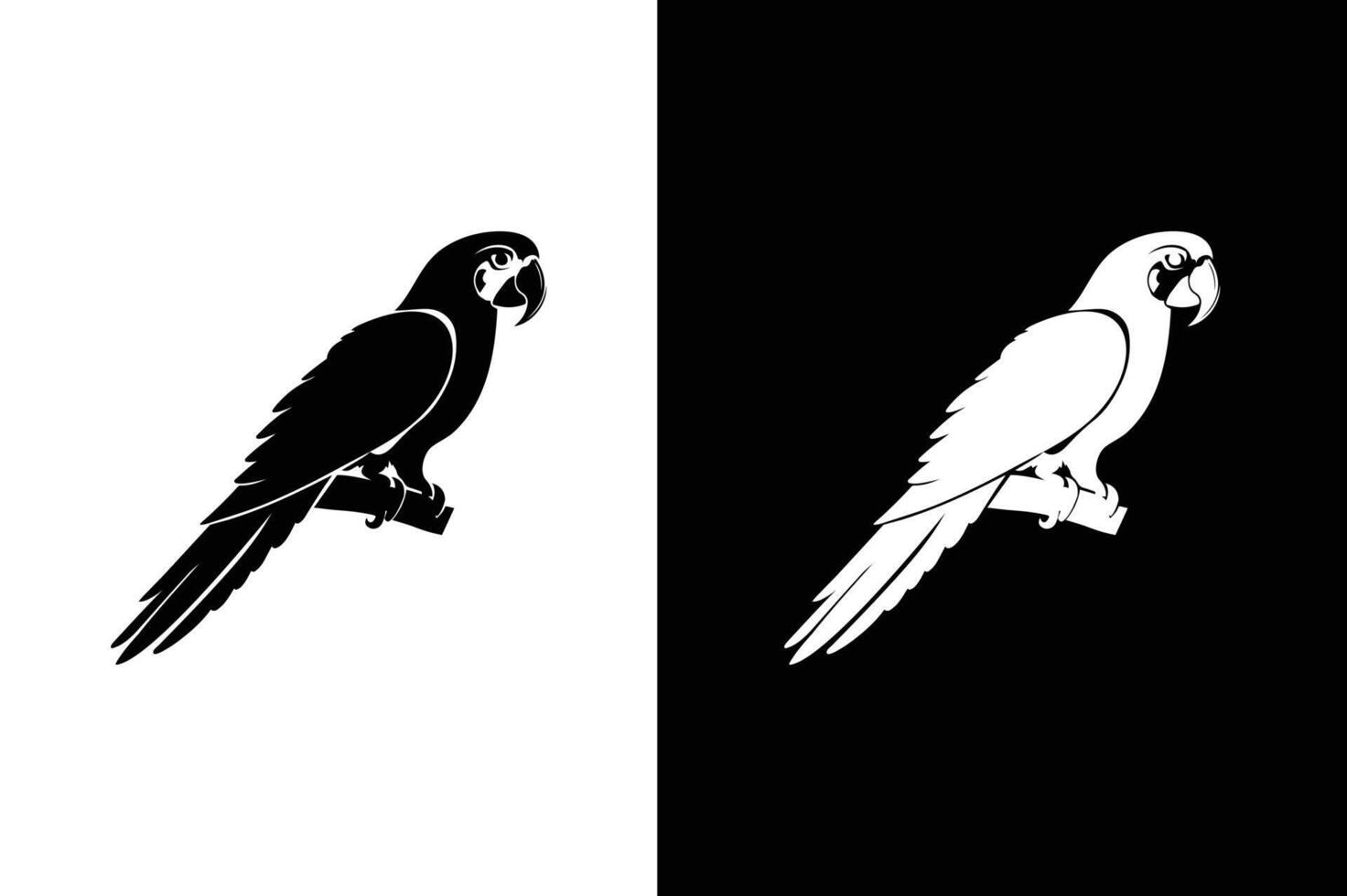 Parrot icon silhouette. parrot silhouette of jungle isolated on white black background. vector