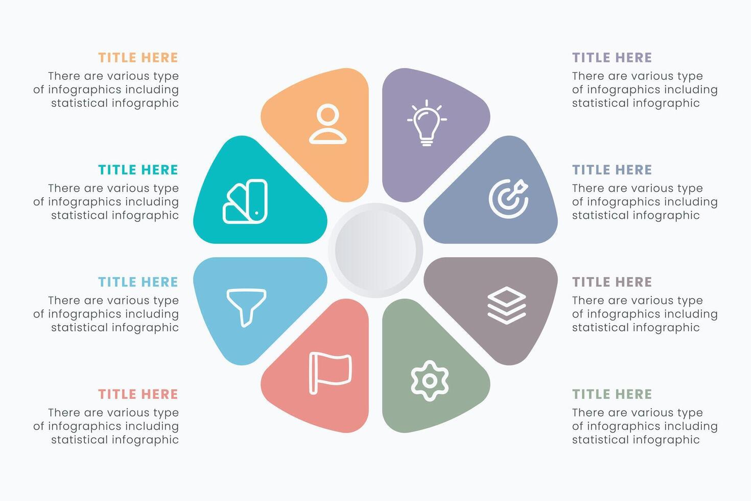 Infographic elements design template, A circle infographic with 8 steps can be used for workflow layout, presentation, diagram, banner, web design, and illustration. vector