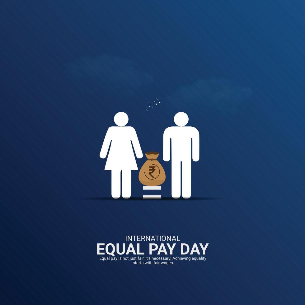 International Equal Pay Day Creative Ads. dollar and man isolated on Template for background. Equal Pay Poster design, , 3d, illustration, Sep 18. Important day, Holiday concept. vector