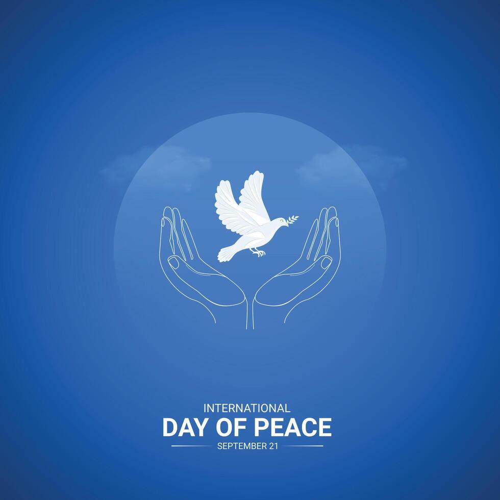 International Peace Day Creative Ads Design. fly and bird isolated on Template for background. Peace Poster, , 3d, illustration, Sep 21. Important day, Holiday concept. vector