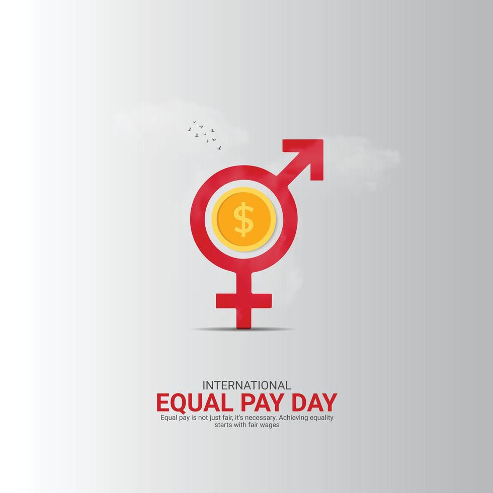 International Equal Pay Day Creative Ads. dollar and man isolated on Template for background. Equal Pay Poster design, , 3d, illustration, Sep 18. Important day, Holiday concept. vector
