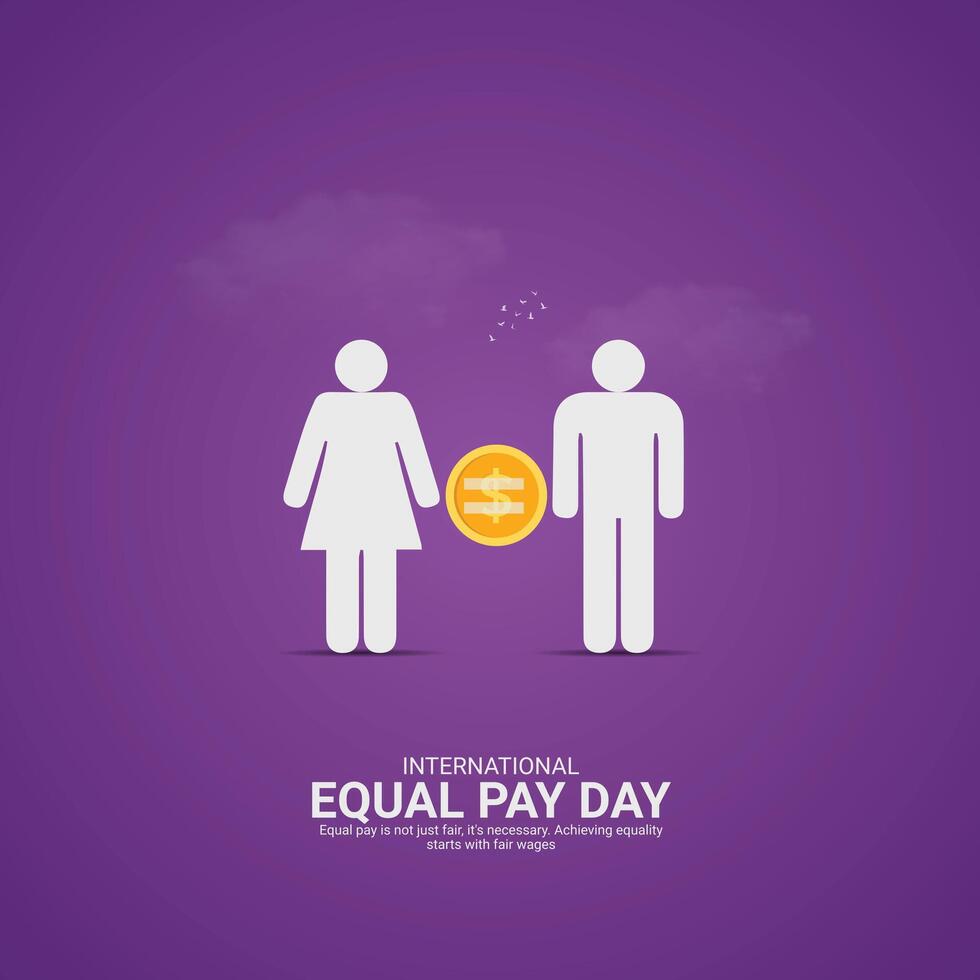 International Equal Pay Day Creative Ads. dollar and man isolated on Template for background. Equal Pay Poster design, , 3d, illustration, Sep 18. Important day, Holiday concept. vector