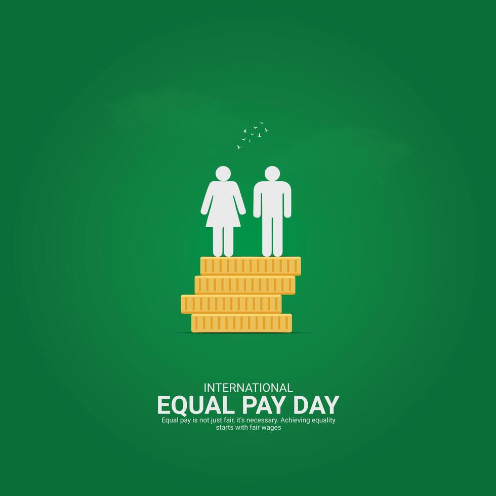 International Equal Pay Day Creative Ads. dollar and man isolated on Template for background. Equal Pay Poster design, , 3d, illustration, Sep 18. Important day, Holiday concept. vector