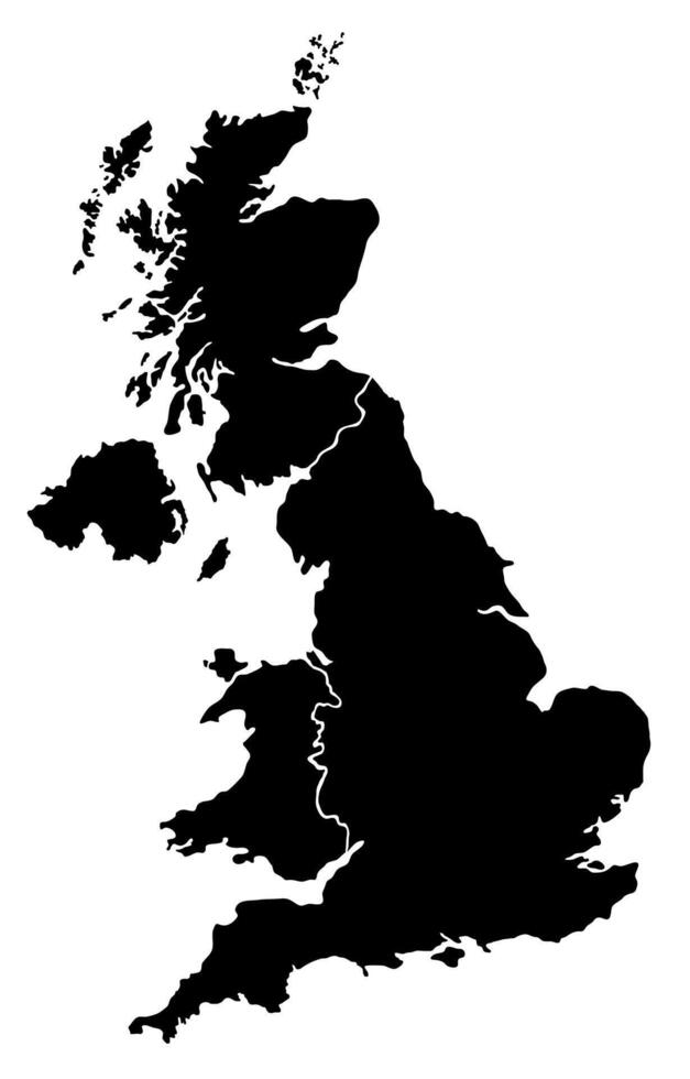 Black Silhouette of a United Kingdom Country land Map vector