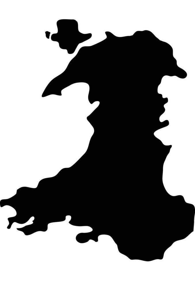 Black Silhouette of a Wales Country land Map vector