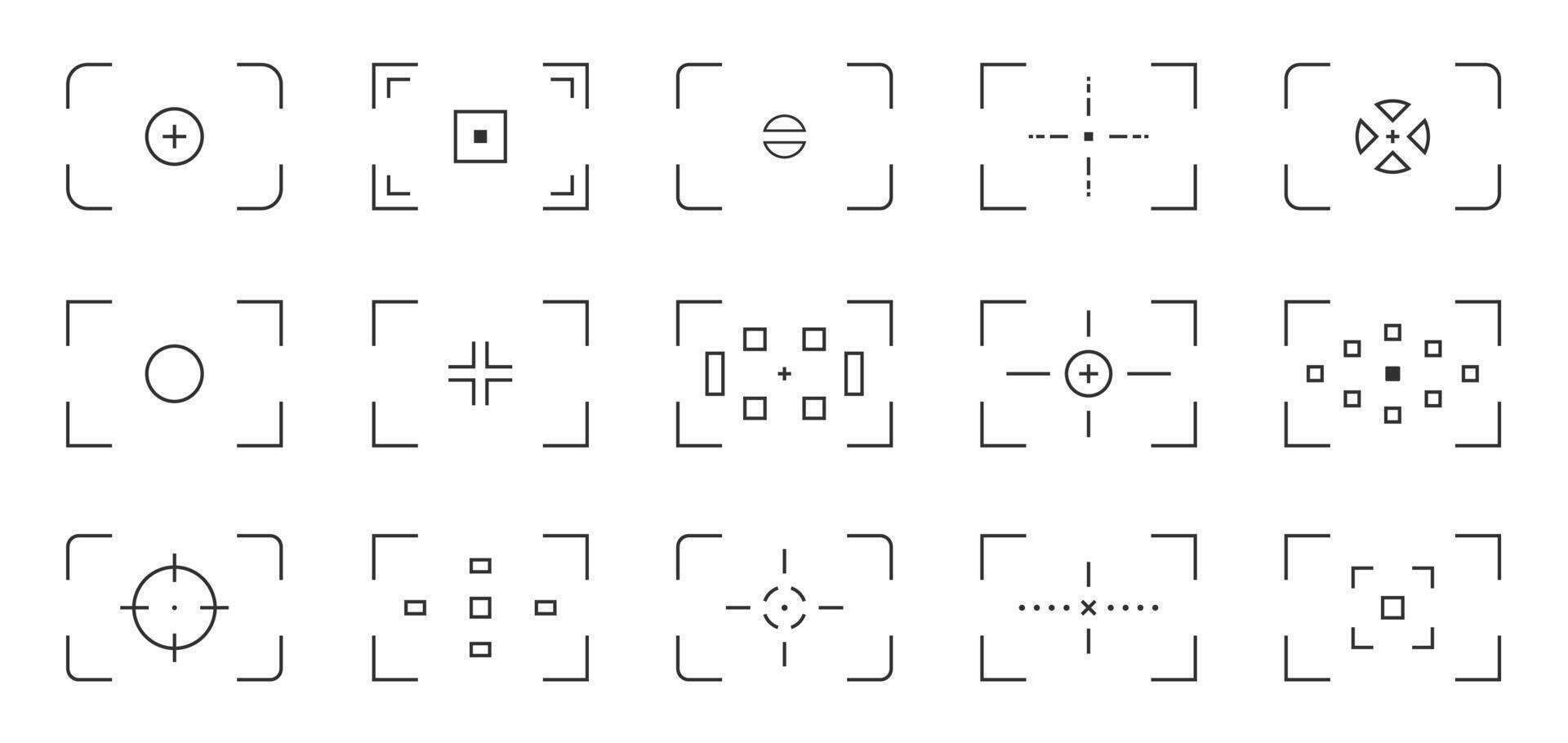Camera focus viewfinder ui. Camera viewfinders lens frame focus with grid and dots, photo and camera viewfinder with grid and dots. ui illustration. vector