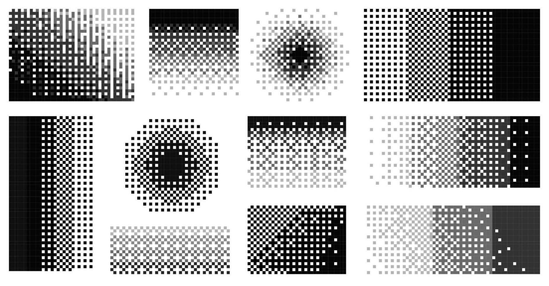 Pixel decay gradient. Abstract geometric dissolve effect with geometric shapes, moving squares and dots. particle explosion and fragmentation. vector