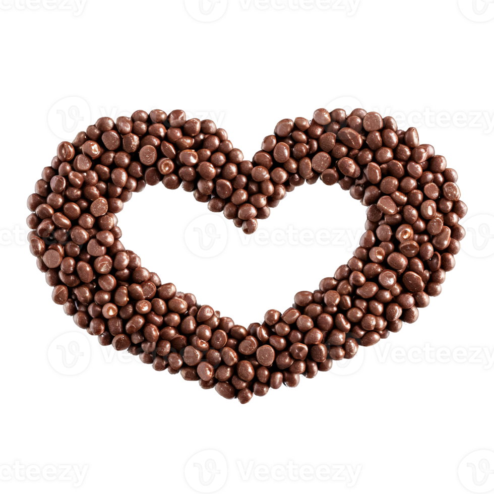 Chocolate flavored crispy rice cereal bits loosely scattered in a heart formation Food and culinary png