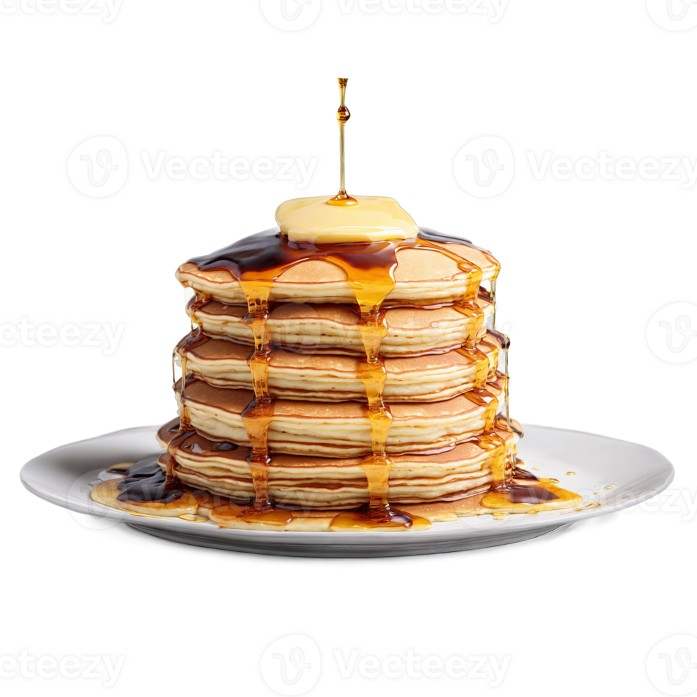 Pancake stack mandala a fluffy circular stack of pancakes with syrup dripping and butter melting png