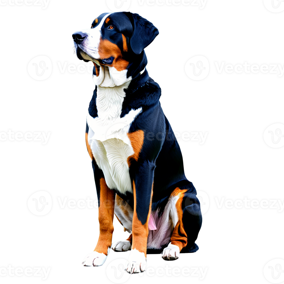 Silhouette of Greater Swiss Mountain Dog isolated on transparent background png