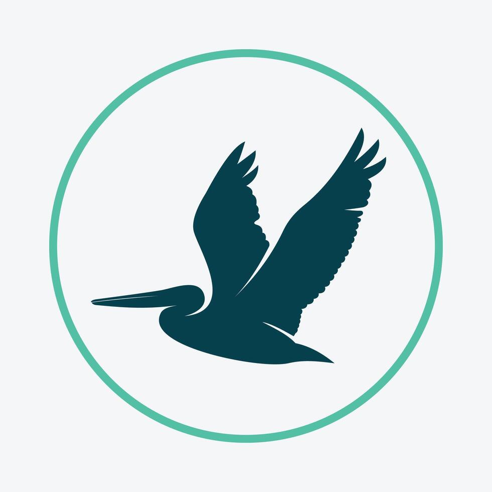 Flying pelican friendly trendy icon attractive abstract illustration artwork design vector