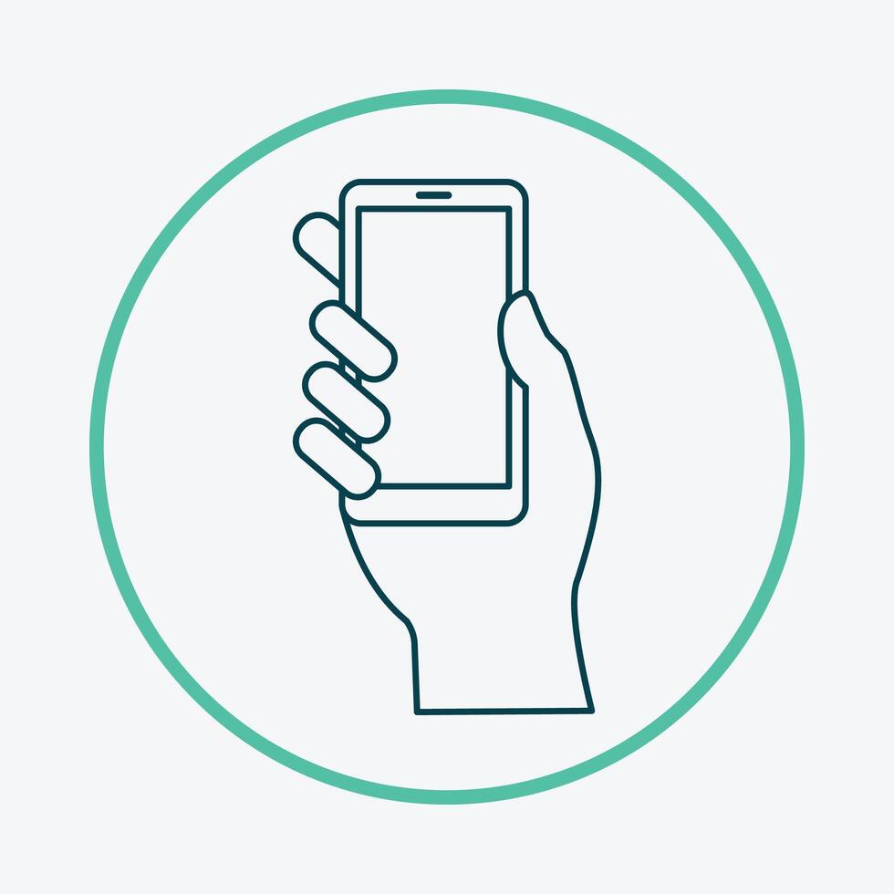 Hold smartphone friendly trendy icon attractive abstract illustration artwork design vector