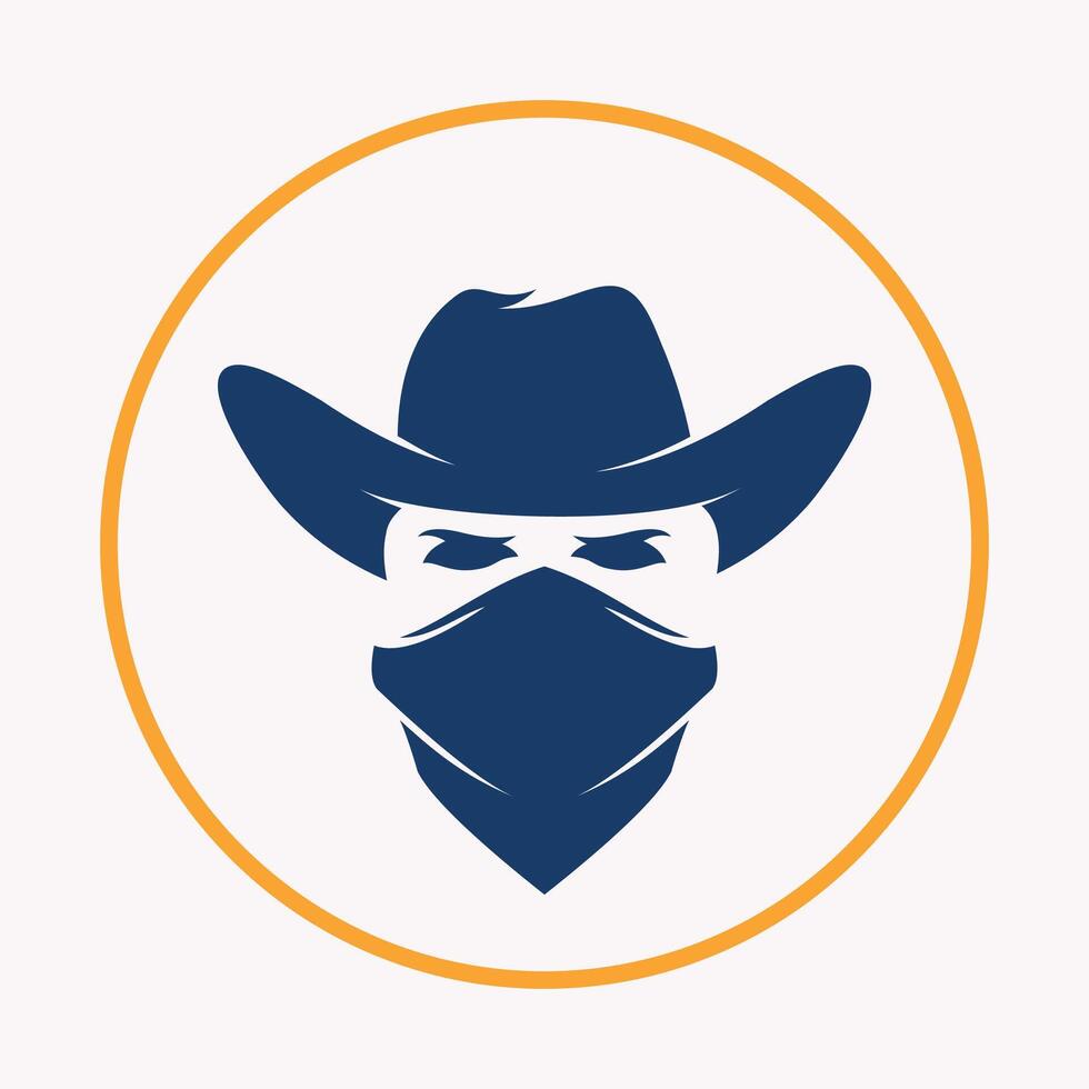 Cowboy face trendy icon elegant art colorful abstract background design vector
