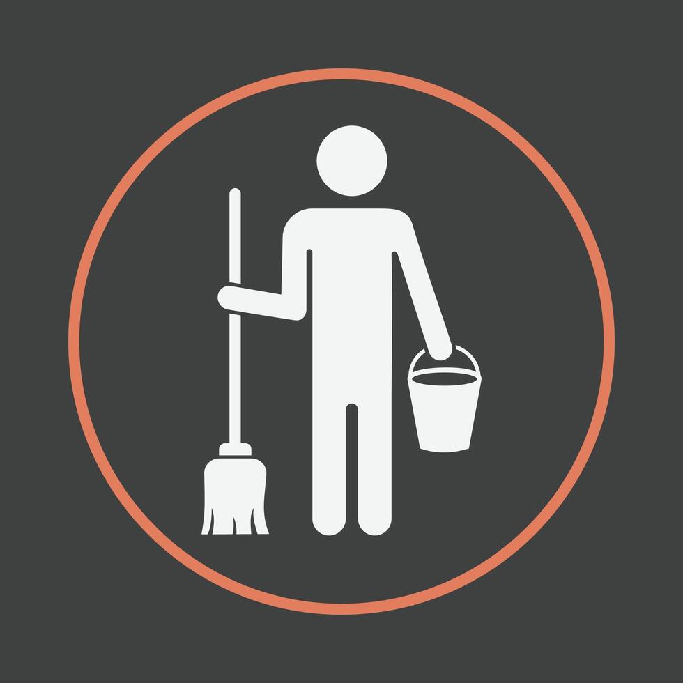 Cleaner man favorable trendy icon attractive abstract illustration artwork design vector