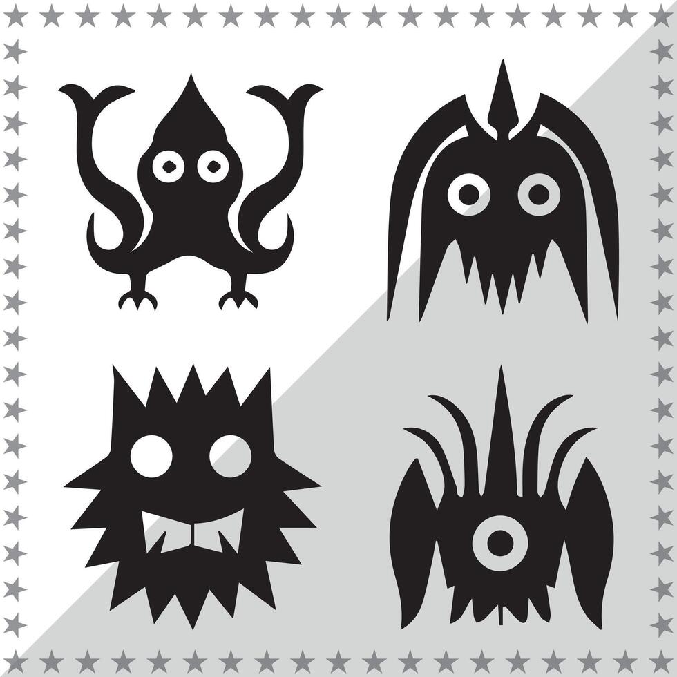 Monster Silhouette illustration, Monster Silhouette, Monster Silhouette art on white background vector