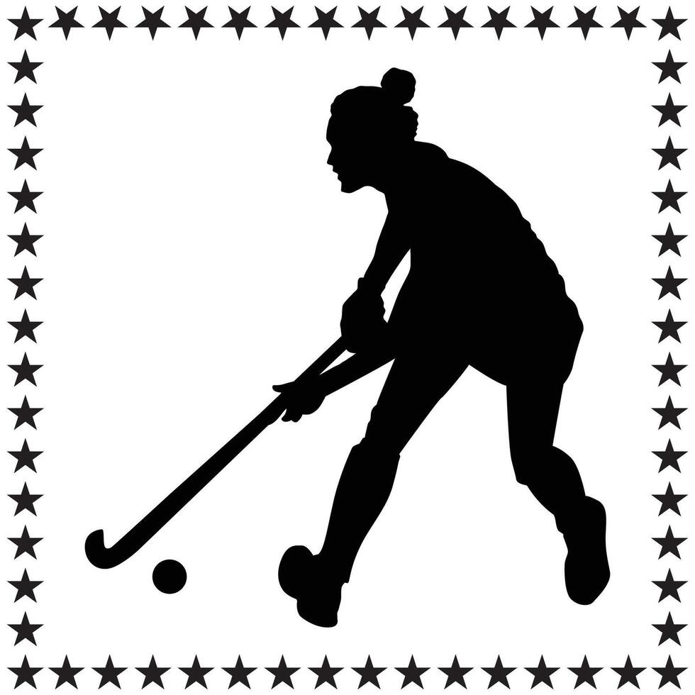 Hockey Silhouette illustration, Hockey Silhouette, Hockey Silhouette art on white background vector