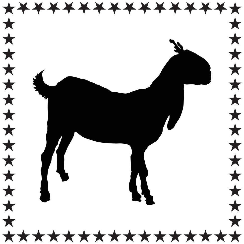 Goat Silhouette illustration, Goat Silhouette, Goat Silhouette art on white background vector