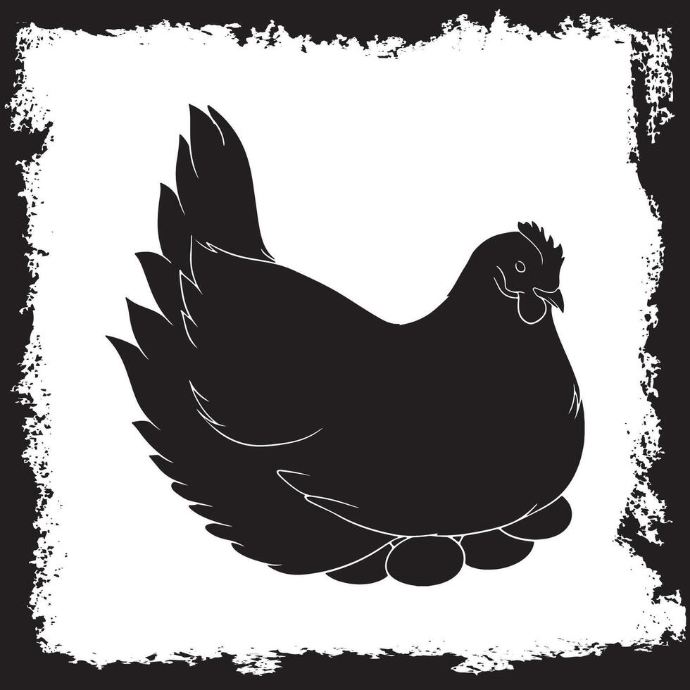 Hen Silhouette illustration, Hen Silhouette, Hen Silhouette art on white background vector