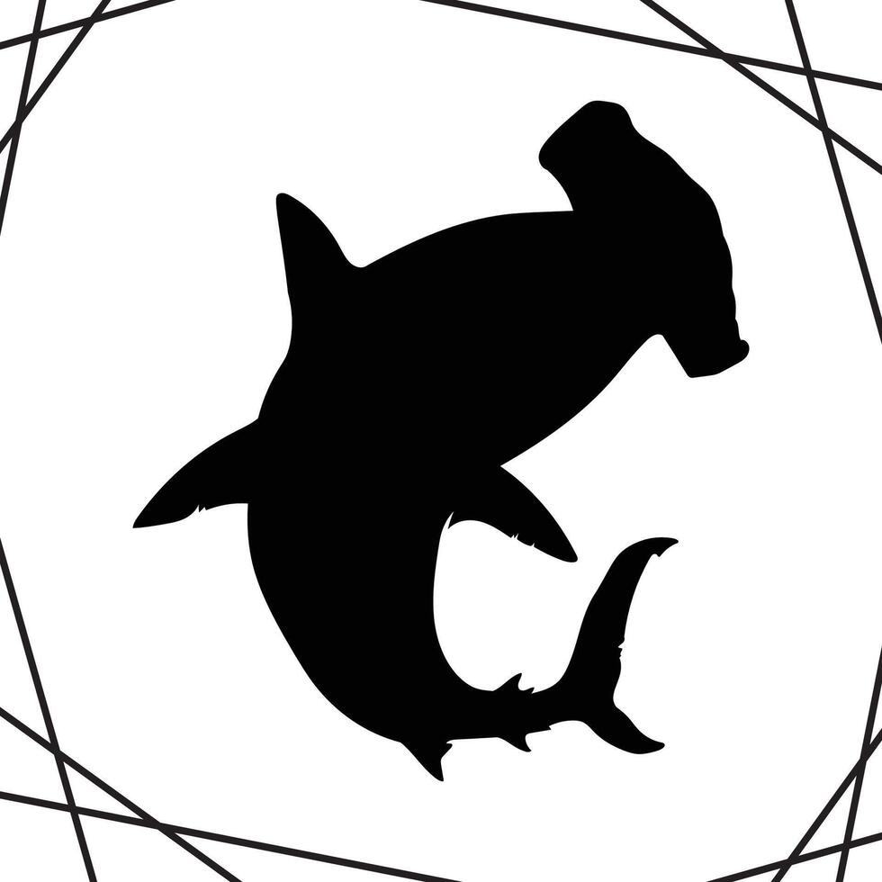 Hammerhead Shark Silhouette illustration, Hammerhead Shark Silhouette, Shark Silhouette art on white background vector