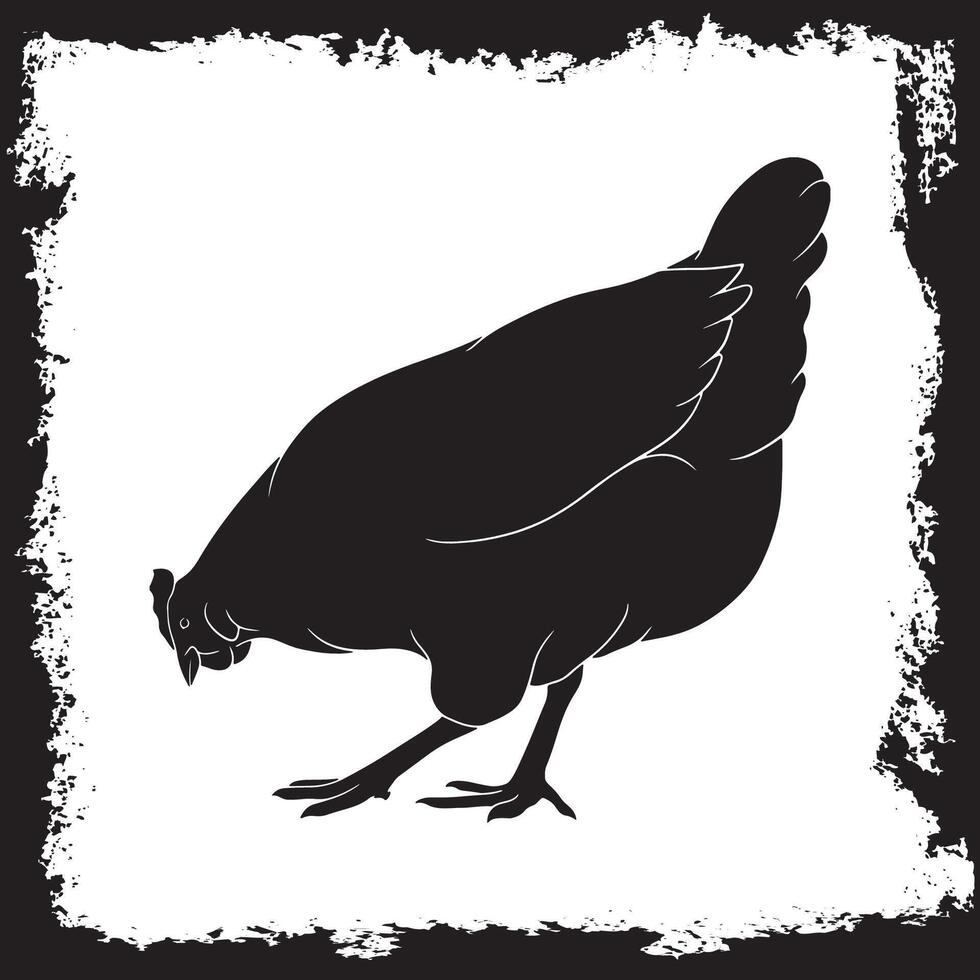 Hen Silhouette illustration, Hen Silhouette, Hen Silhouette art on white background vector