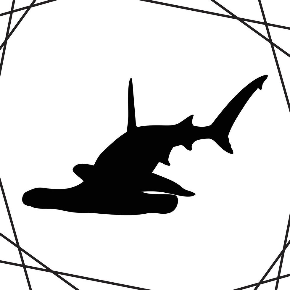 Hammerhead Shark Silhouette illustration, Hammerhead Shark Silhouette, Shark Silhouette art on white background vector