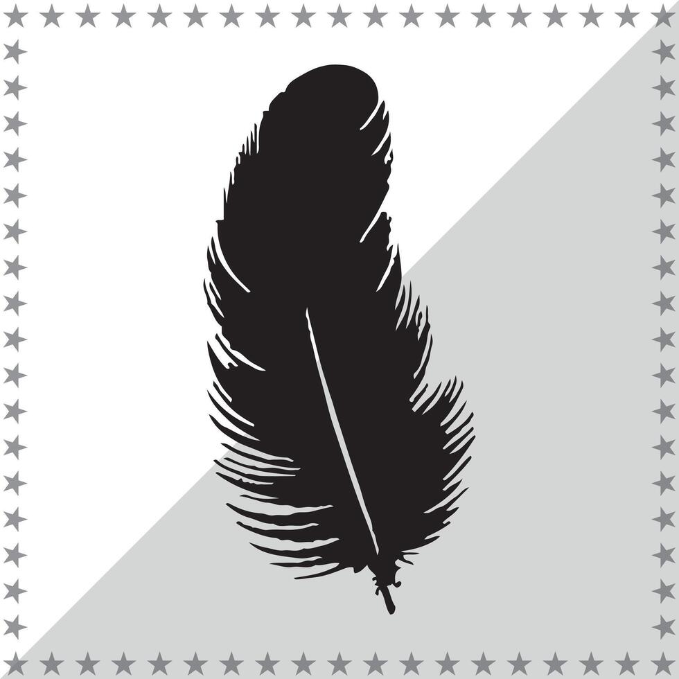 Feather Silhouette illustration, Feather Silhouette, Feather Silhouette art on white background vector