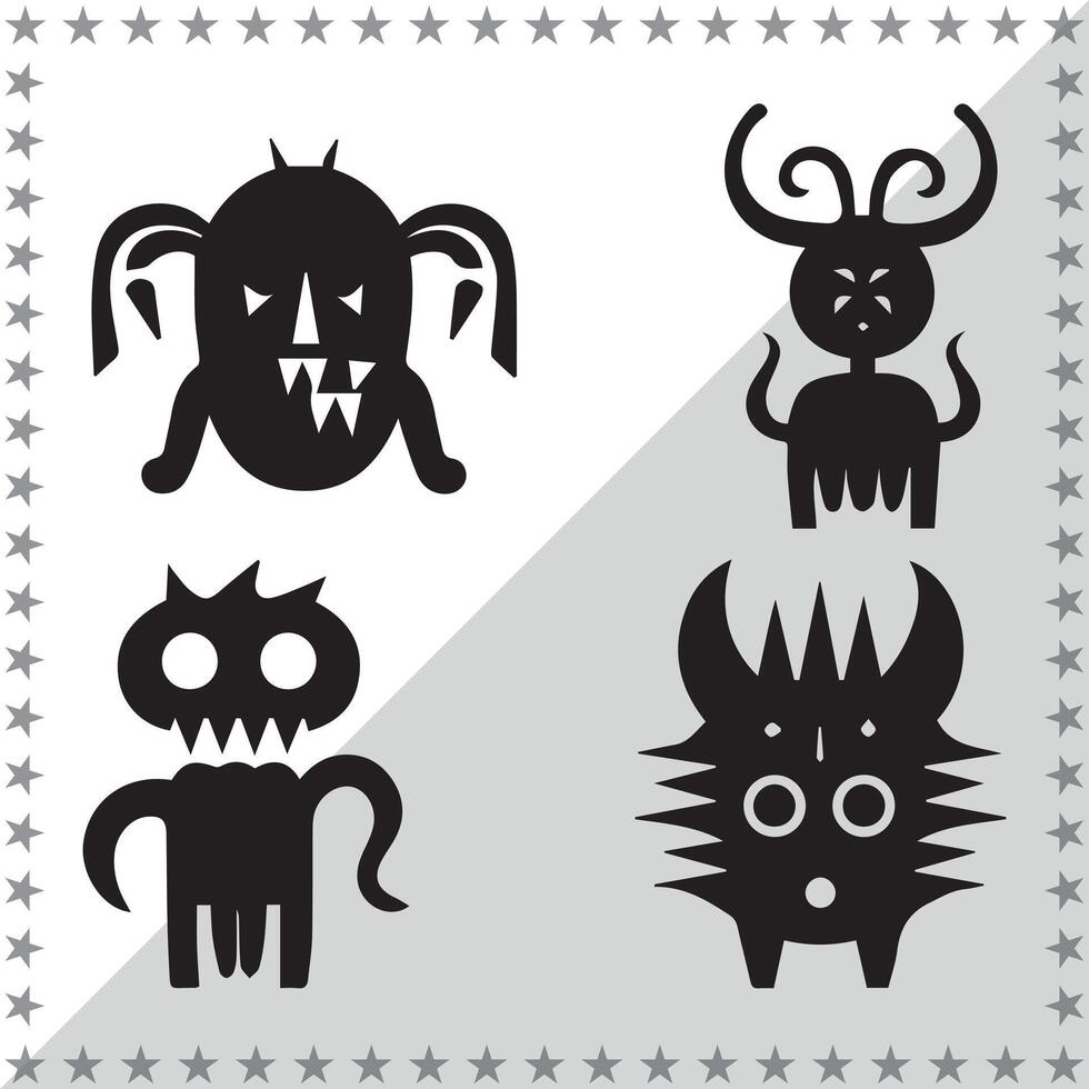 Monster Silhouette illustration, Monster Silhouette, Monster Silhouette art on white background vector