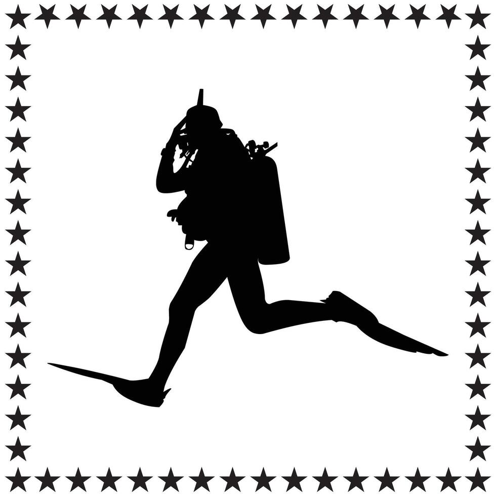 Diving Silhouette illustration, Diving Silhouette, Diving Silhouette art on white background vector