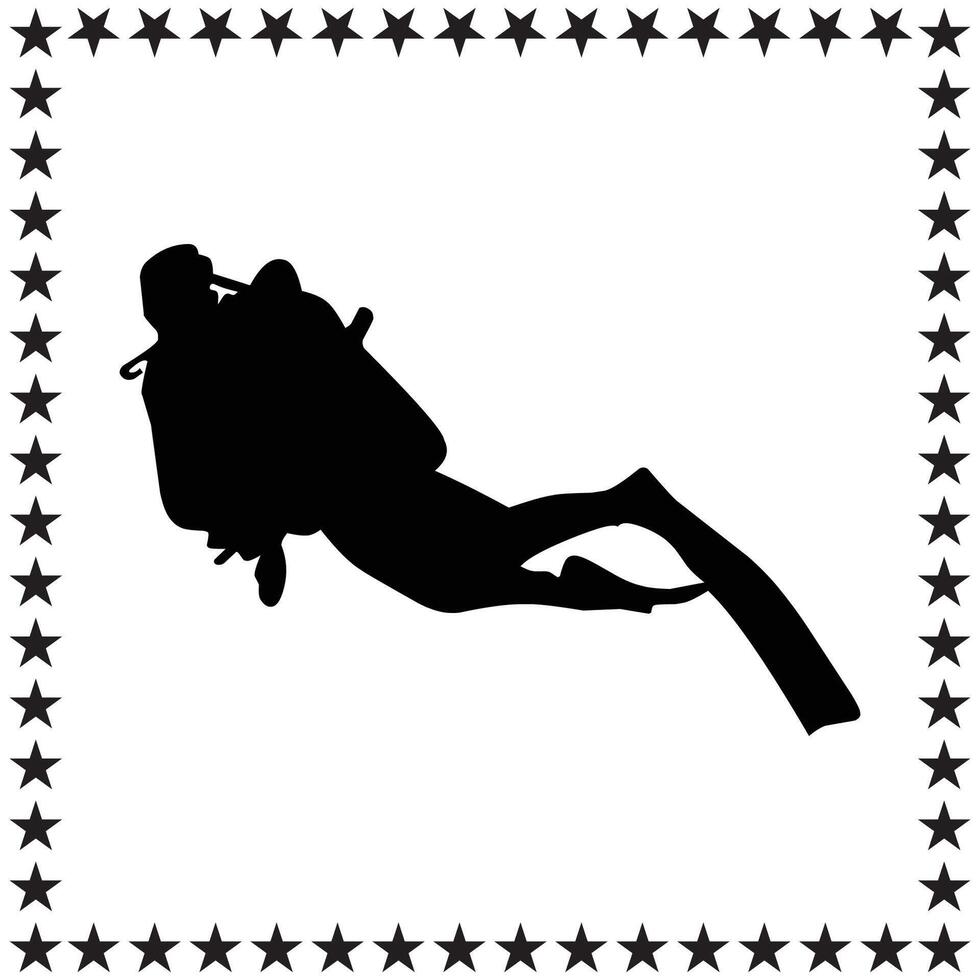 Diving Silhouette illustration, Diving Silhouette, Diving Silhouette art on white background vector