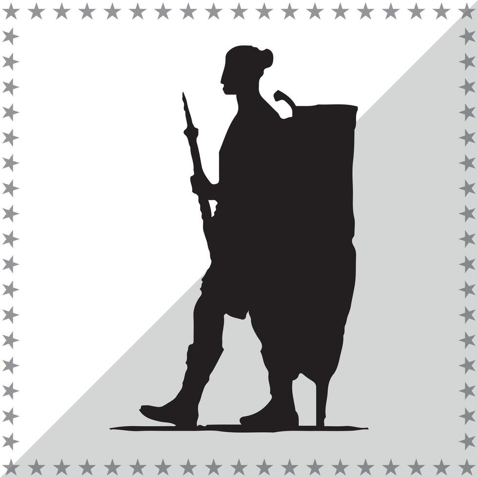 Greek Soldier Silhouette illustration, Greek Soldier Silhouette, Greek Soldier Silhouette art on white background vector