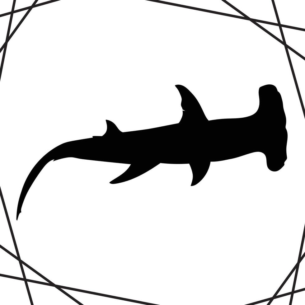 Hammerhead Shark Silhouette illustration, Hammerhead Shark Silhouette, Shark Silhouette art on white background vector