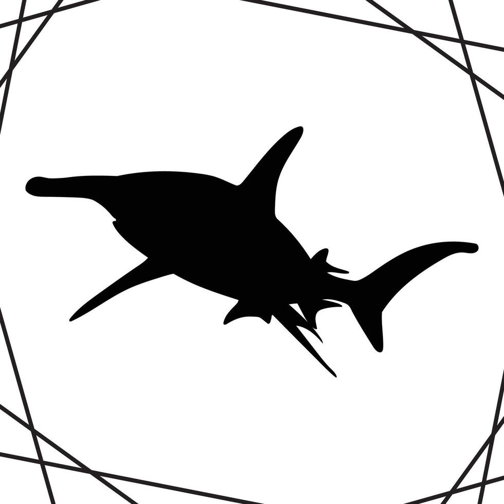 Hammerhead Shark Silhouette illustration, Hammerhead Shark Silhouette, Shark Silhouette art on white background vector