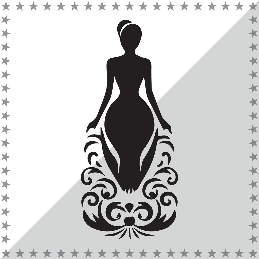 Dress Silhouette illustration, Dress Silhouette, Dress Silhouette art on white background vector