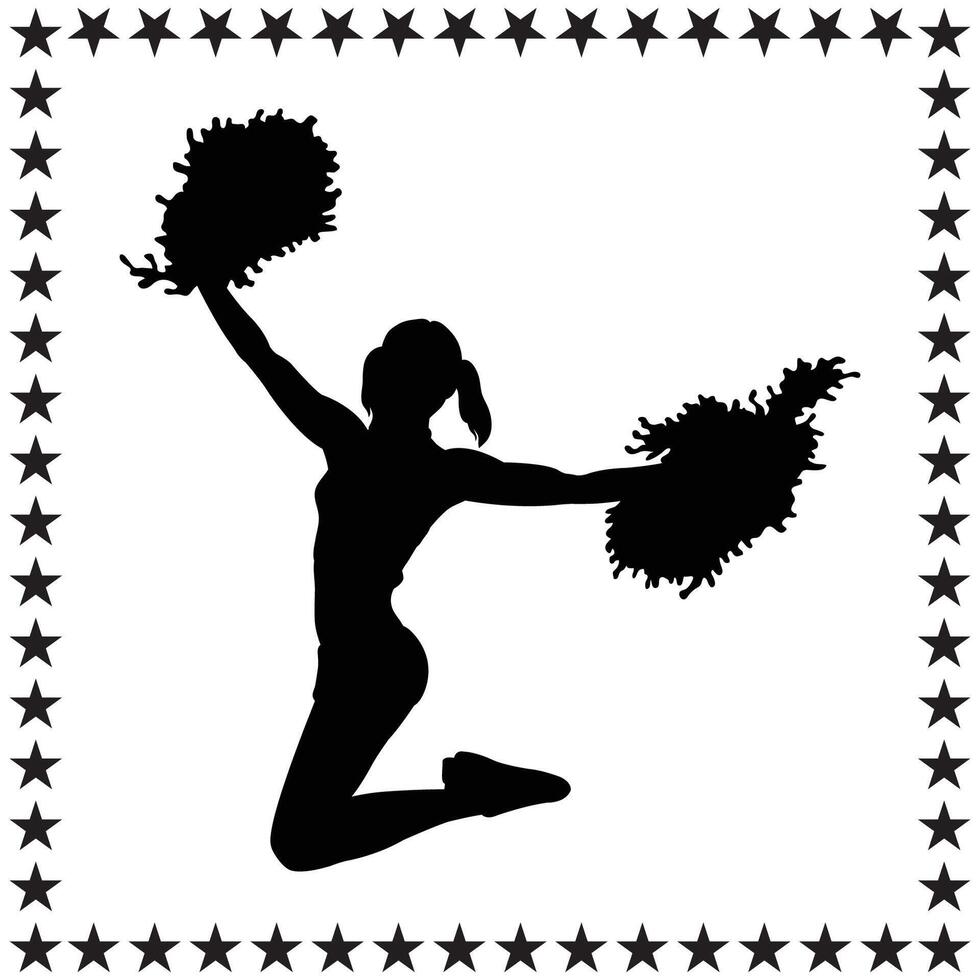 Cheerleader Silhouette illustration, Cheerleader Silhouette, Cheerleader Silhouette art on white background vector