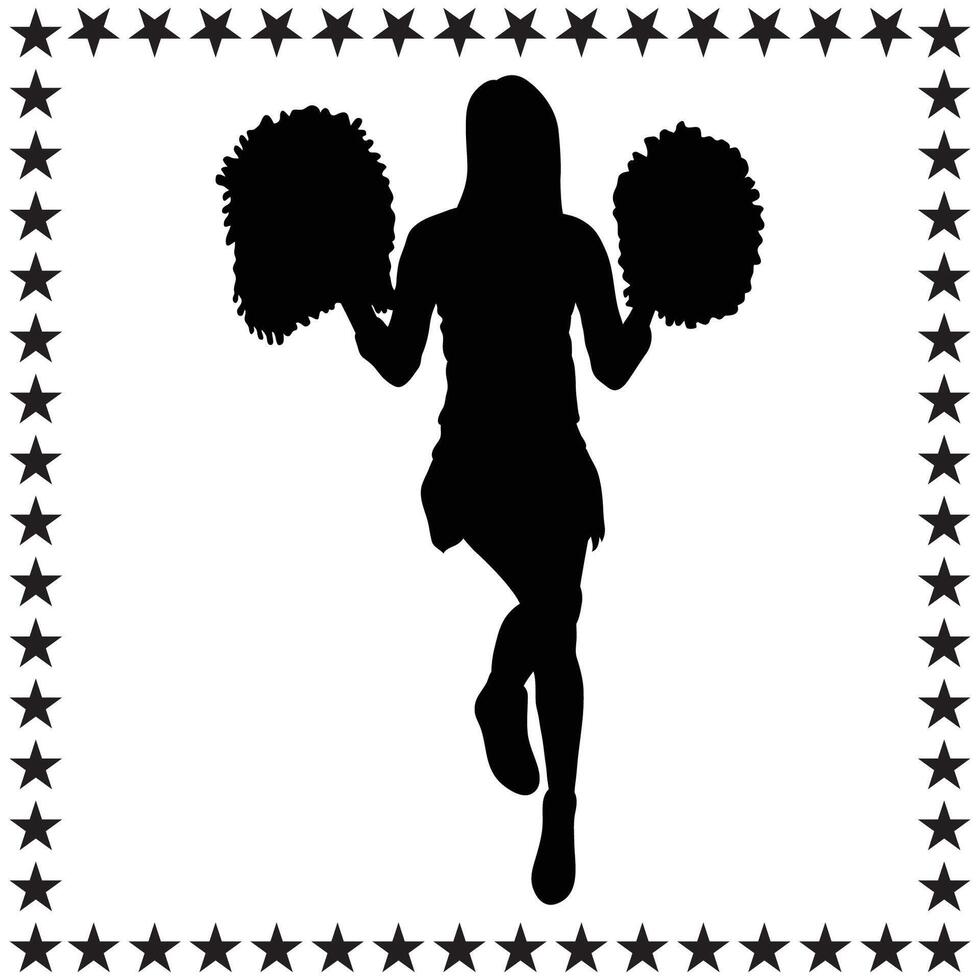 Cheerleader Silhouette illustration, Cheerleader Silhouette, Cheerleader Silhouette art on white background vector