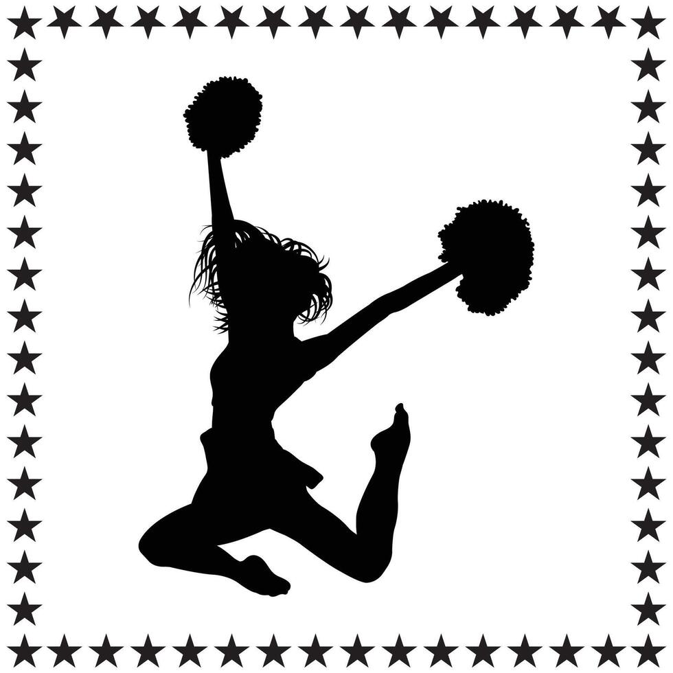 Cheerleader Silhouette illustration, Cheerleader Silhouette, Cheerleader Silhouette art on white background vector