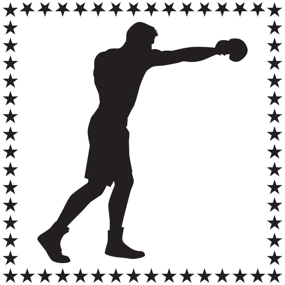 Boxer Silhouette illustration, Boxer Silhouette, boxing Silhouette art on white background vector
