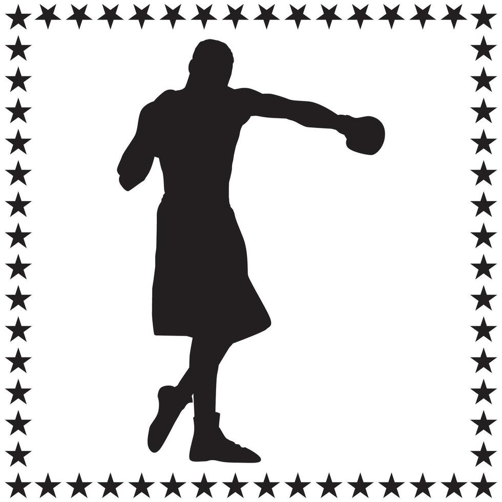 Boxer Silhouette illustration, Boxer Silhouette, boxing Silhouette art on white background vector