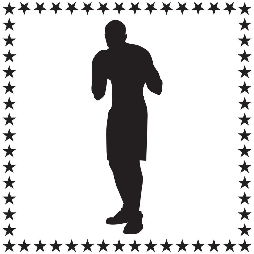 Boxer Silhouette illustration, Boxer Silhouette, boxing Silhouette art on white background vector