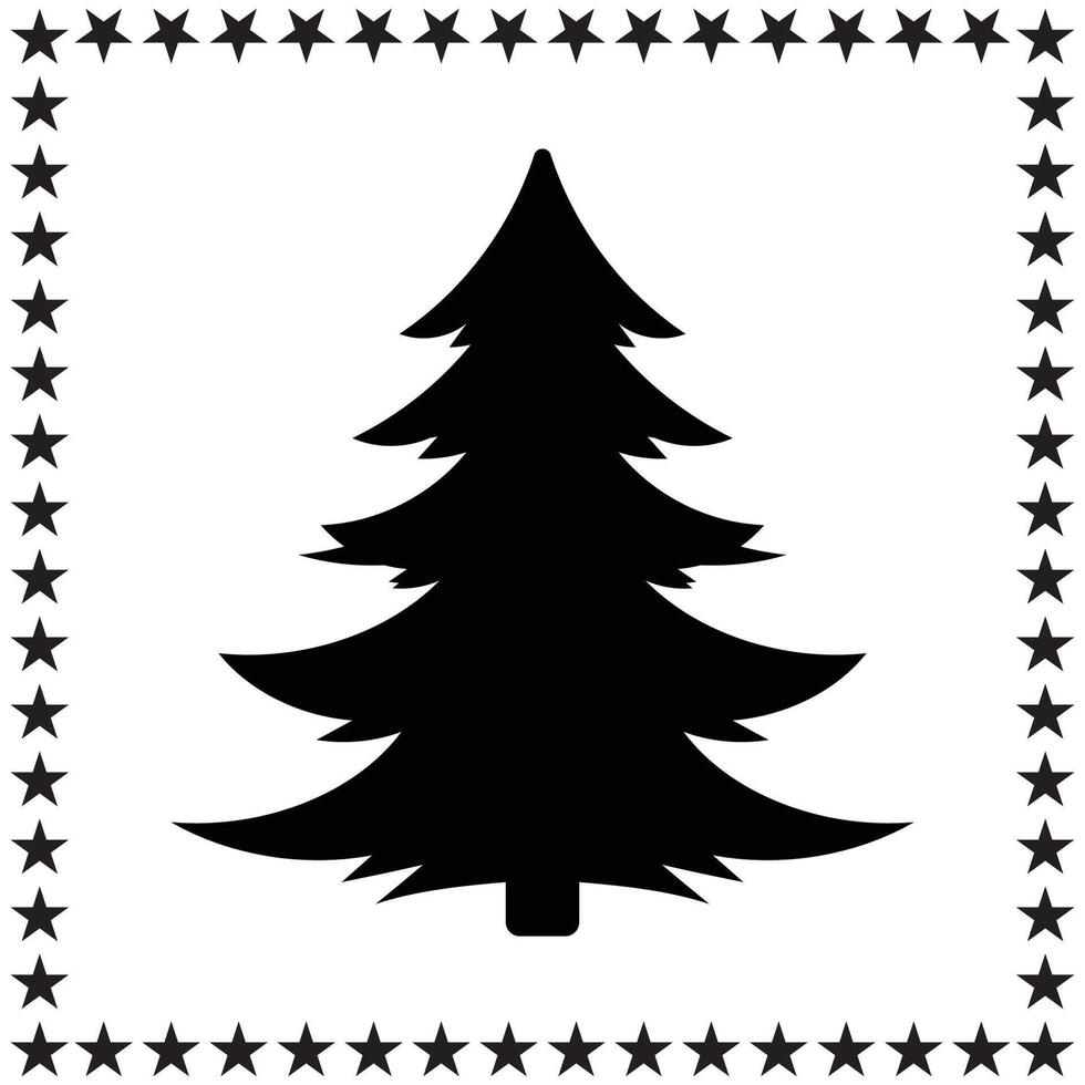 Cristmas tree Silhouette illustration, Cristmas tree Silhouette, tree Silhouette art on white background vector