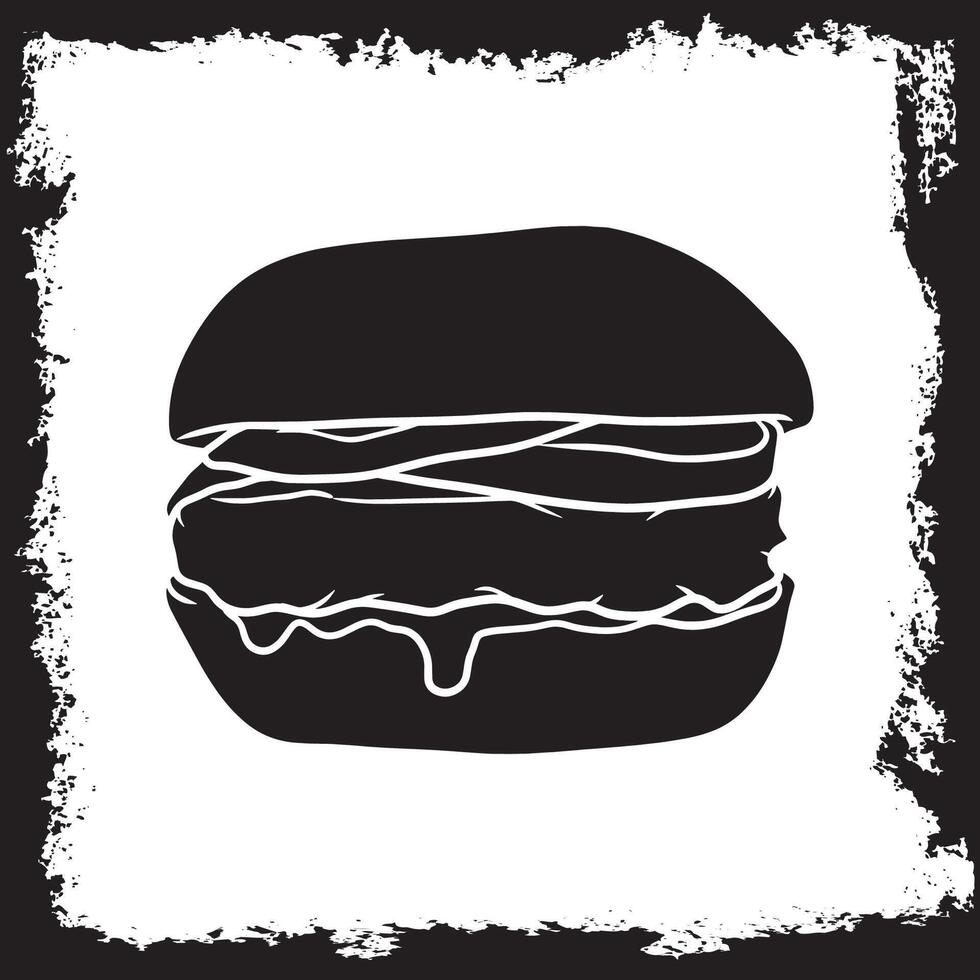 Burger Silhouette illustration, Burger Silhouette, Burger Silhouette art on white background vector