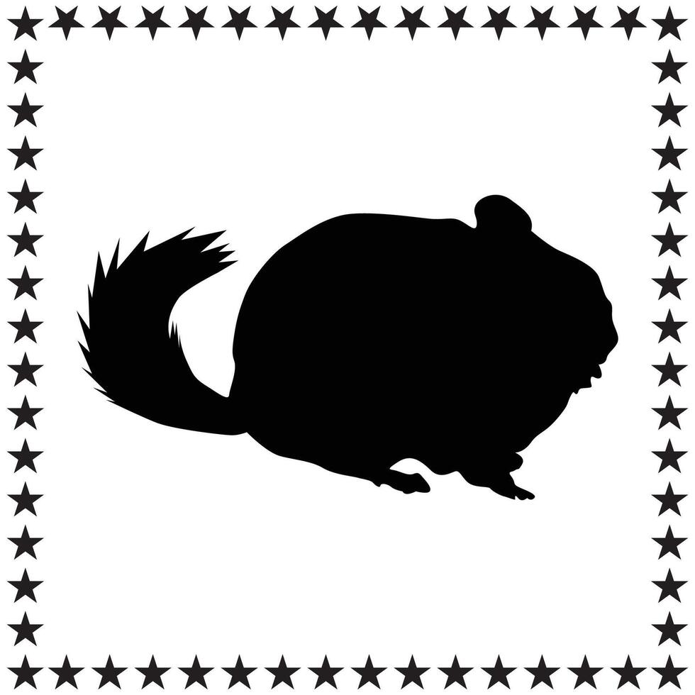 Chinchilla Silhouette illustration, Chinchilla Silhouette, Chinchilla Silhouette art on white background vector